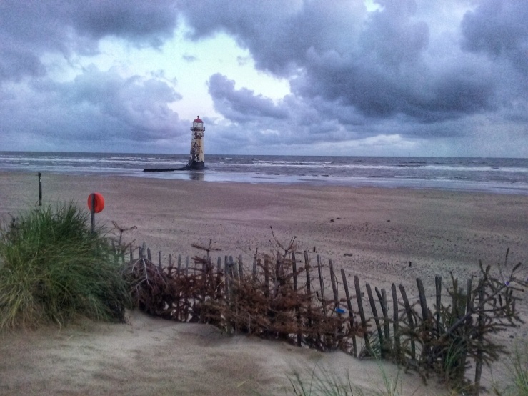 Lighthouse Talacre beach sand sea wind rain
