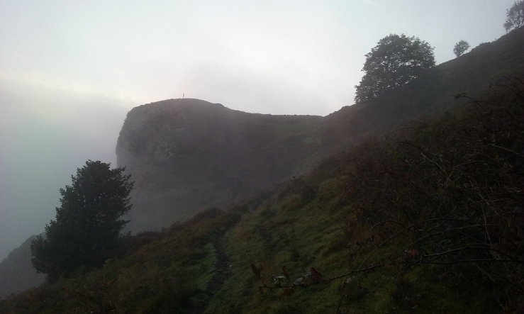 Conwy mountain steep drop mist